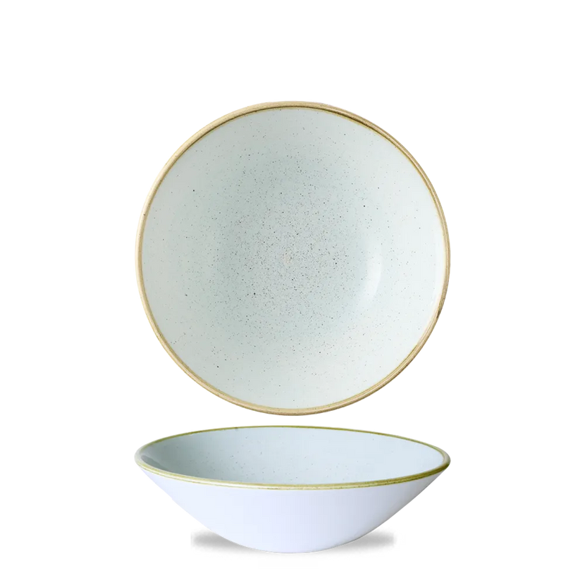 Churchill Stonecast Duck Egg diepe coupekom Ø 19 cm – gespikkelde porseleinen kom voor horeca