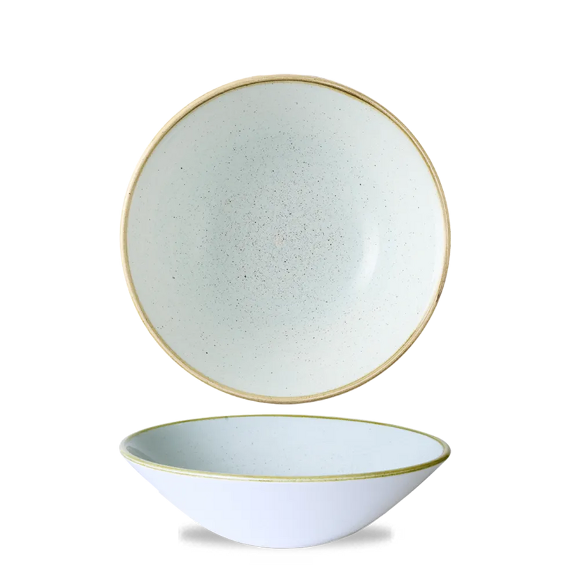Churchill Stonecast Duck Egg diepe coupekom Ø 21,7 cm – gespikkelde porseleinen kom voor restaurants