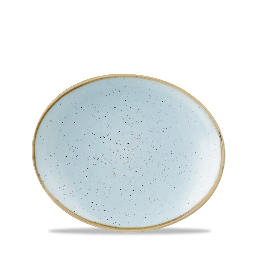 Churchill Stonecast Duck Egg Orbit ovaal coupebord Ø 20 cm – zachtblauw porseleinen bord voor horeca