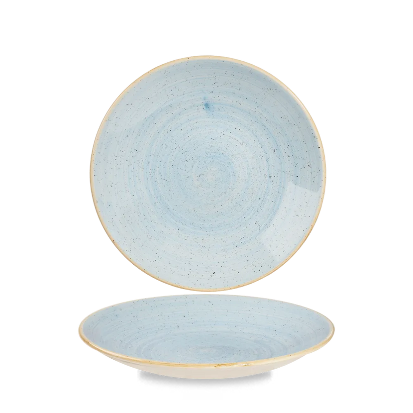 Churchill Stonecast Duck Egg diep coupebord Ø 22,5 cm – zachtblauw gemarmerd porseleinen bord voor restaurants