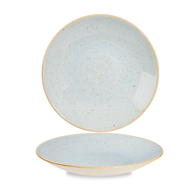 Churchill Stonecast Duck Egg diep coupebord Ø 25,5 cm – randloos gespikkeld bord voor pastagerechten