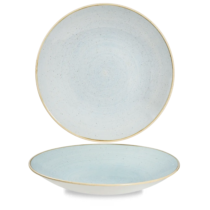 Churchill Stonecast Duck Egg diep coupebord Ø 28 cm – zachtblauw gemarmerd porseleinen bord voor fine dining