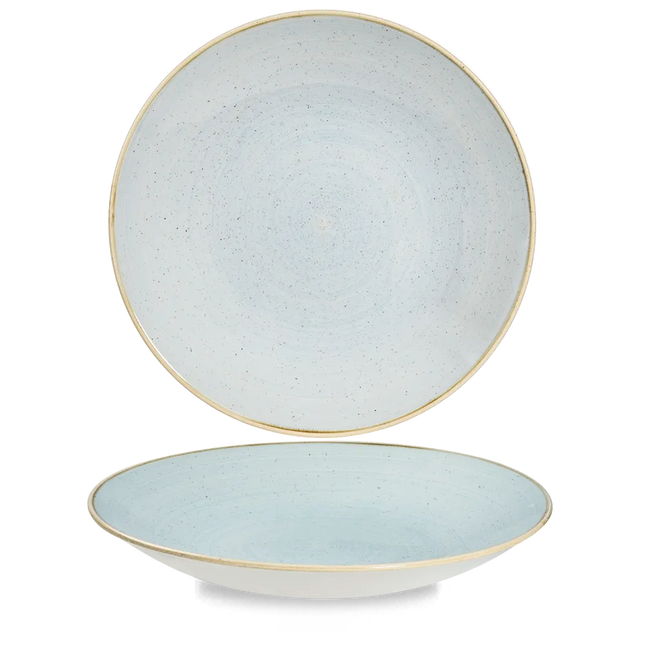 Churchill Stonecast Duck Egg diep coupebord Ø 28 cm – zachtblauw gemarmerd porseleinen bord voor fine dining