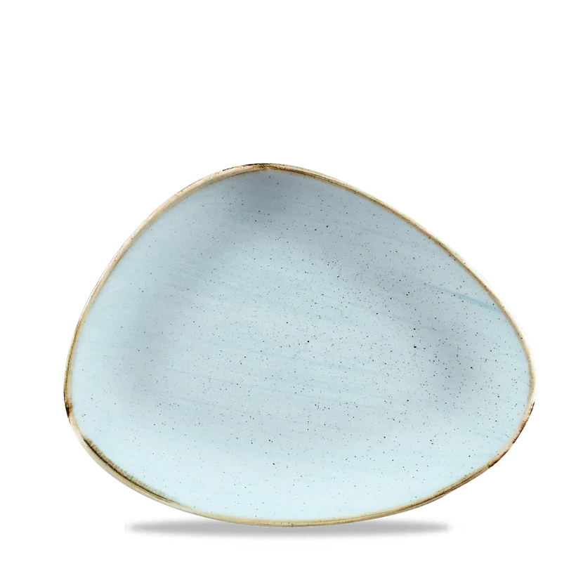 Churchill Stonecast Duck Egg driehoekig chefsbord 26,5x20,5 cm – zachtblauw porseleinen bord voor restaurants
