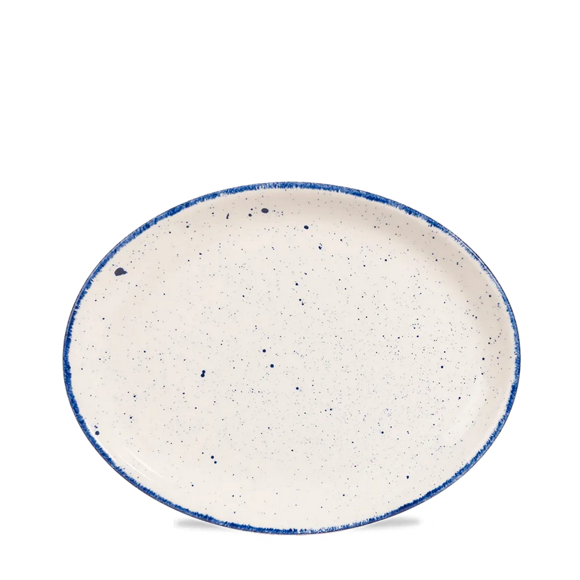 Churchill Stonecast Hints Indigo ovaal bord 25 cm – diepblauw porseleinen bord voor horeca