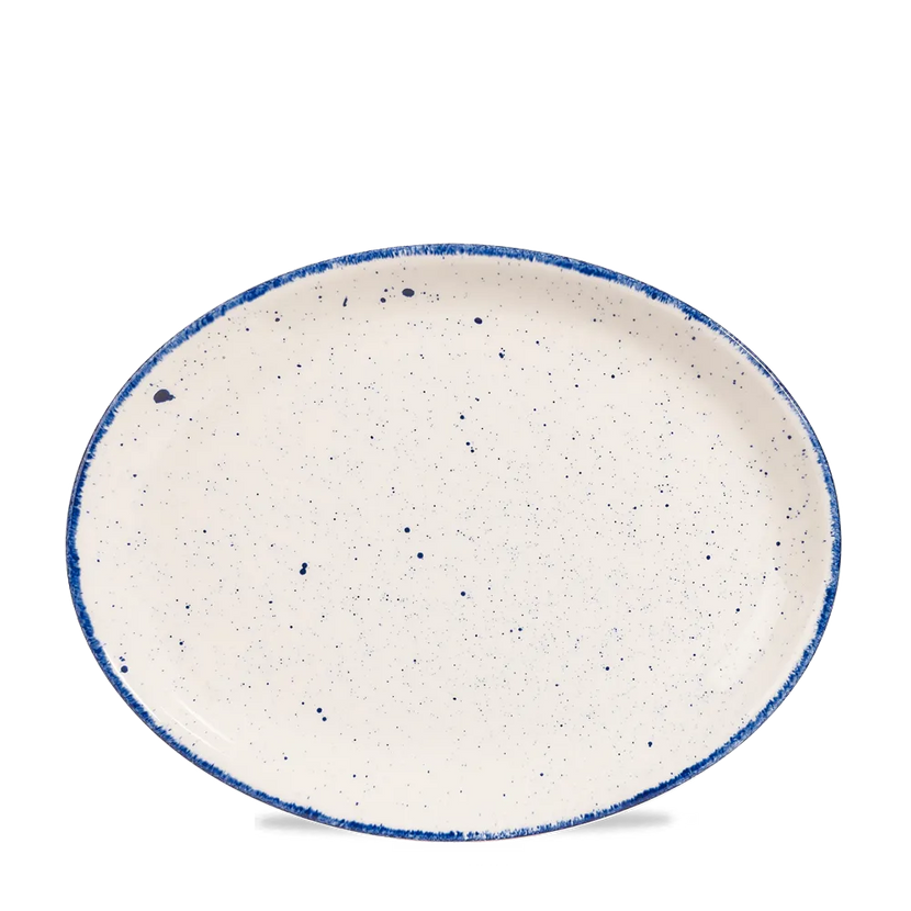 Churchill Stonecast Hints Indigo ovaal bord 30 cm – groot diepblauw porseleinen bord voor restaurants