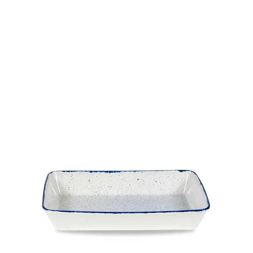Churchill Stonecast Hints Indigo rechthoekige ovenschaal 38 cm – diepblauwe ovenvaste schaal voor fine dining