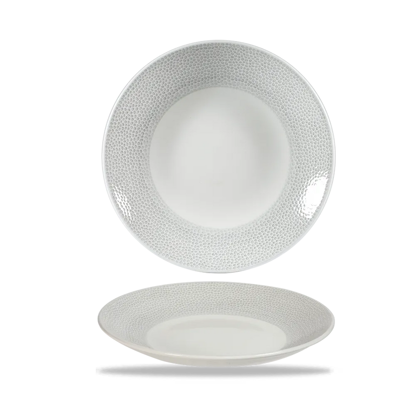 Churchill Isla Spinwash Shale Grey diep coupebord Ø 25,5 cm – grijs gemarmerd porseleinen bord voor fine dining