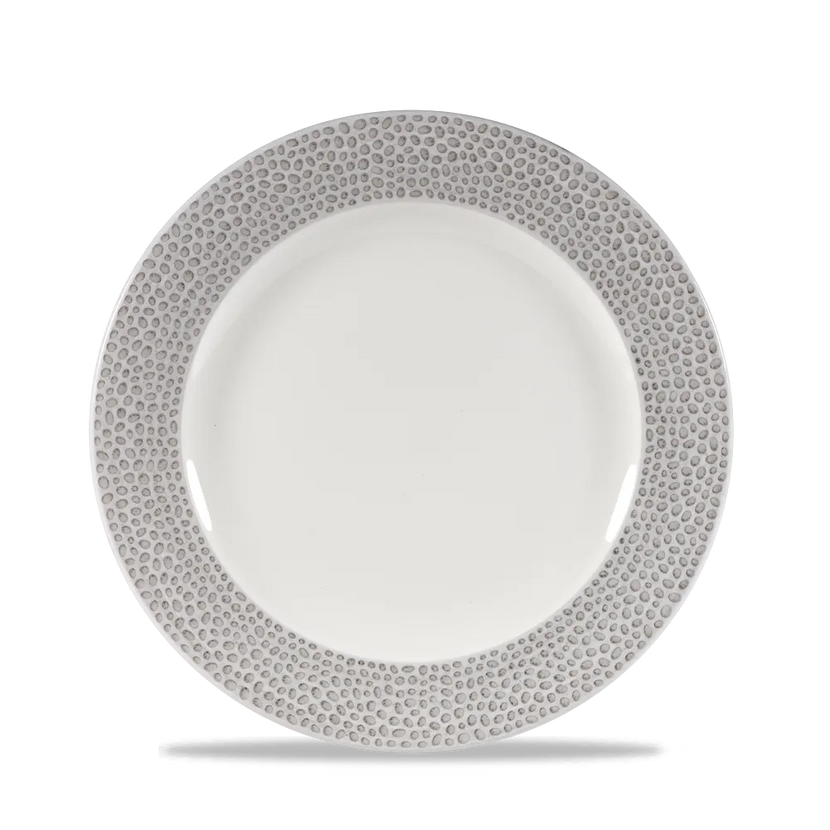 Churchill Isla Spinwash Shale Grey bord Ø 21 cm – grijs gemarmerd porseleinen bord voor horeca