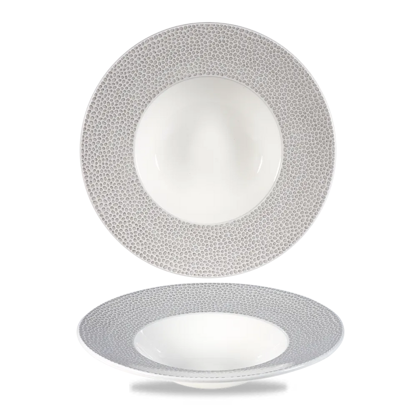 Churchill Isla Spinwash Shale Grey brede kom Ø 24 cm – grijs porseleinen kom met rand voor fine dining