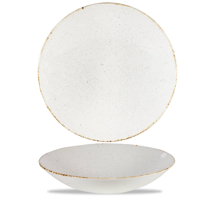 Churchill Stonecast Hints Barley White coupe buffetkom Ø 39 cm – crèmekleurige grote presentatiekom voor buffet en horeca