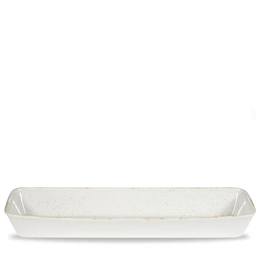 Churchill Stonecast Hints White rechthoekige ovenschaal 53 x 16 x 6,2 cm – witte ovenvaste schaal voor horeca