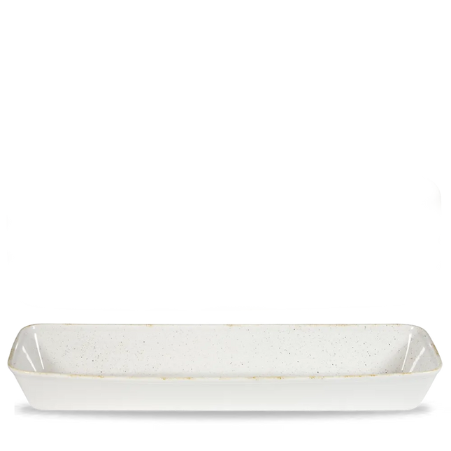 Churchill Stonecast Hints White rechthoekige ovenschaal 53 x 16 x 6,2 cm – witte ovenvaste schaal voor horeca