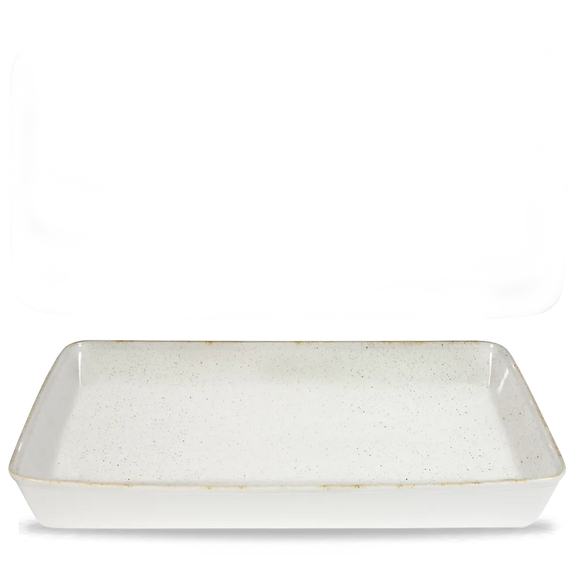 Churchill Stonecast Hints White rechthoekige ovenschaal 53 x 32,5 x 6,2 cm – grote witte ovenschaal voor horeca