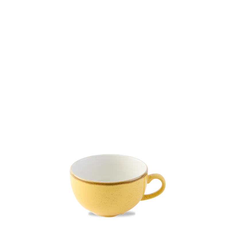 Churchill Stonecast Mustard cappuccinokopje 227 ml – gespikkeld porseleinen kopje voor cafés