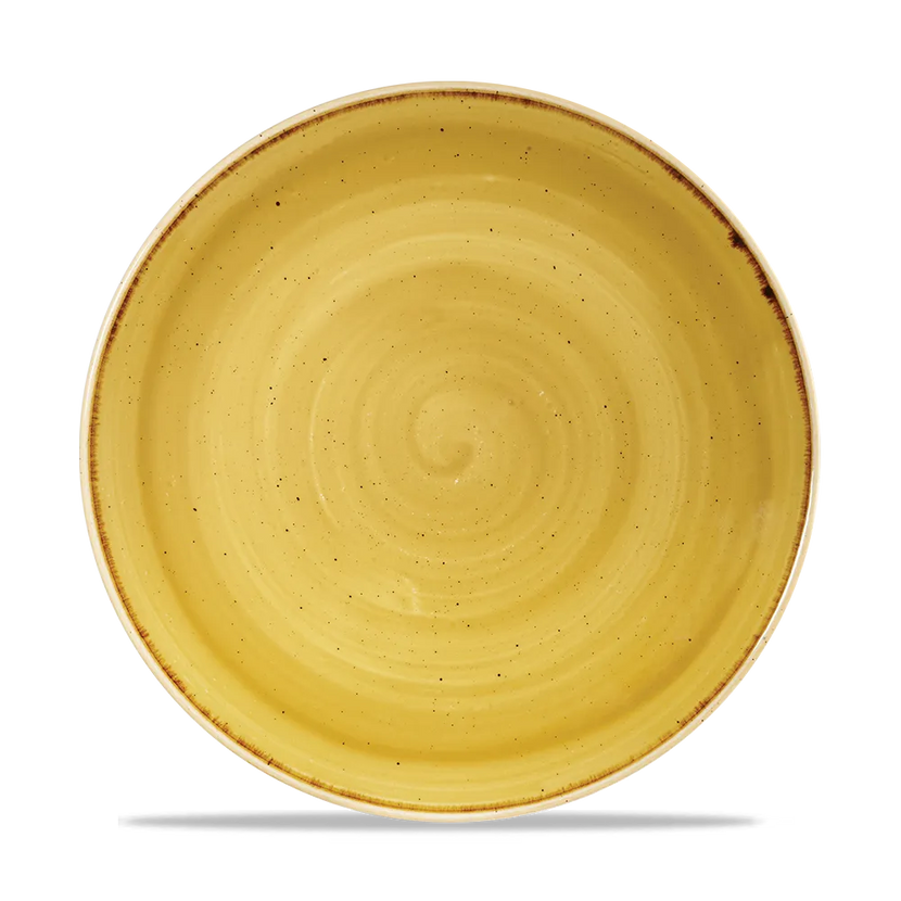 Churchill Stonecast Mustard evolve coupebord Ø 26 cm – mosterdgeel reactief glazuur bord voor fine dining