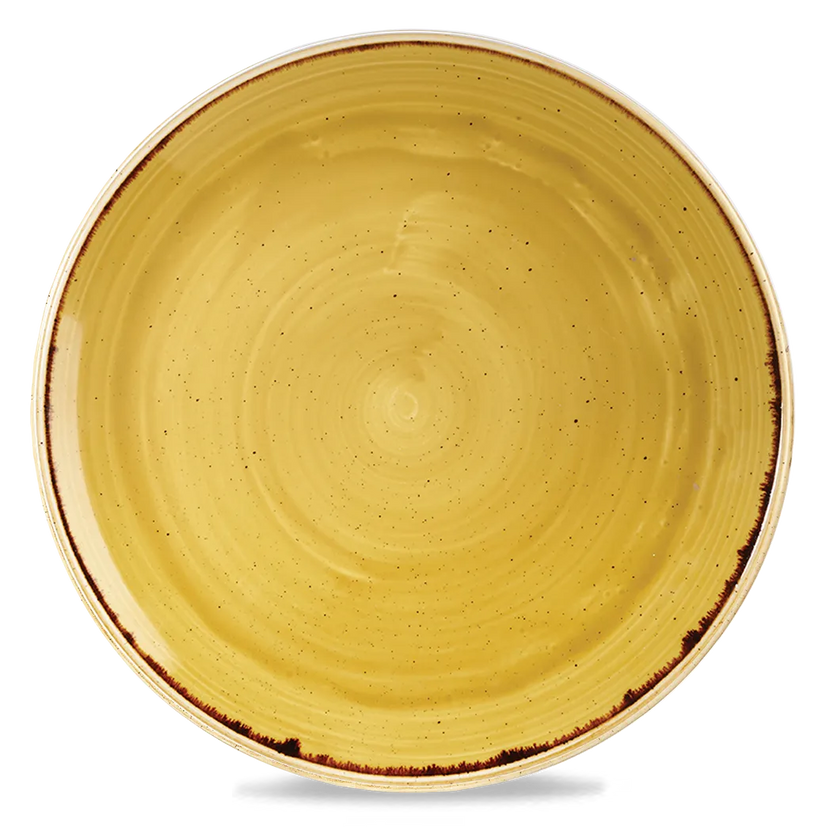 Churchill Stonecast Mustard evolve coupebord Ø 32,4 cm – groot mosterdgeel porseleinen bord voor restaurants