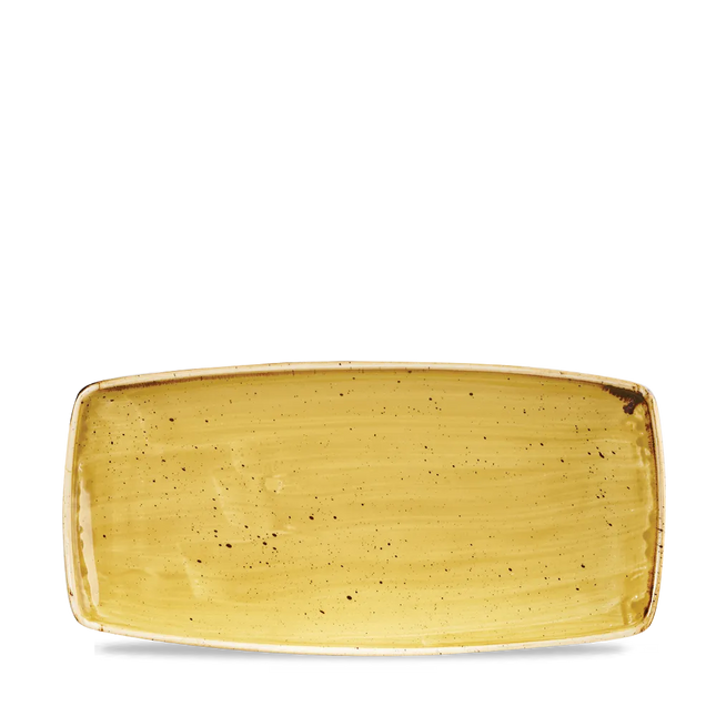 Churchill Stonecast Mustard ovaal bord 30 cm – mosterdgeel porseleinen bord voor fine dining
