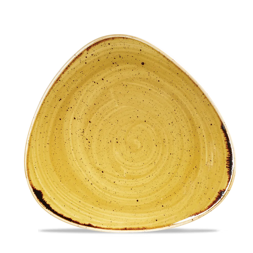Churchill Stonecast Mustard Lotus bord Ø 23 cm – mosterdgeel gemarmerd porseleinen bord voor horeca