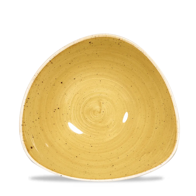 Churchill Stonecast Mustard Lotus kom Ø 18 cm – mosterdgeel gemarmerd porseleinen kom voor fine dining