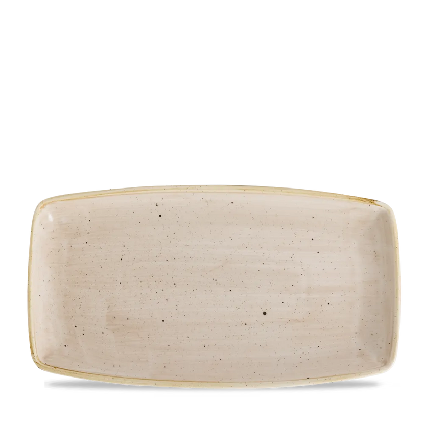 Churchill Stonecast Cream X Squared ovaal bord 34,5 x 18,5 cm – groot crèmekleurig bord voor restaurants