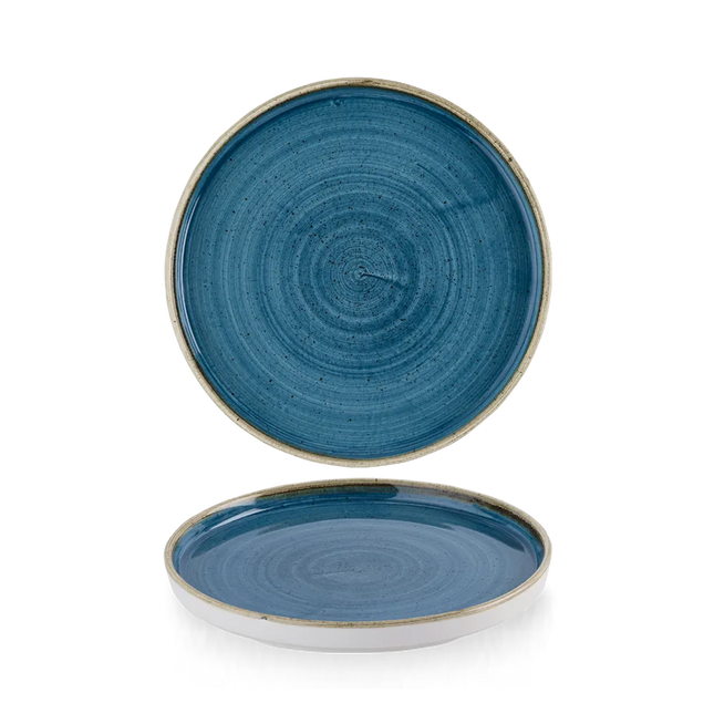 Churchill Stonecast Java Blue bord met rand Ø 21 cm – blauw bord voor horeca