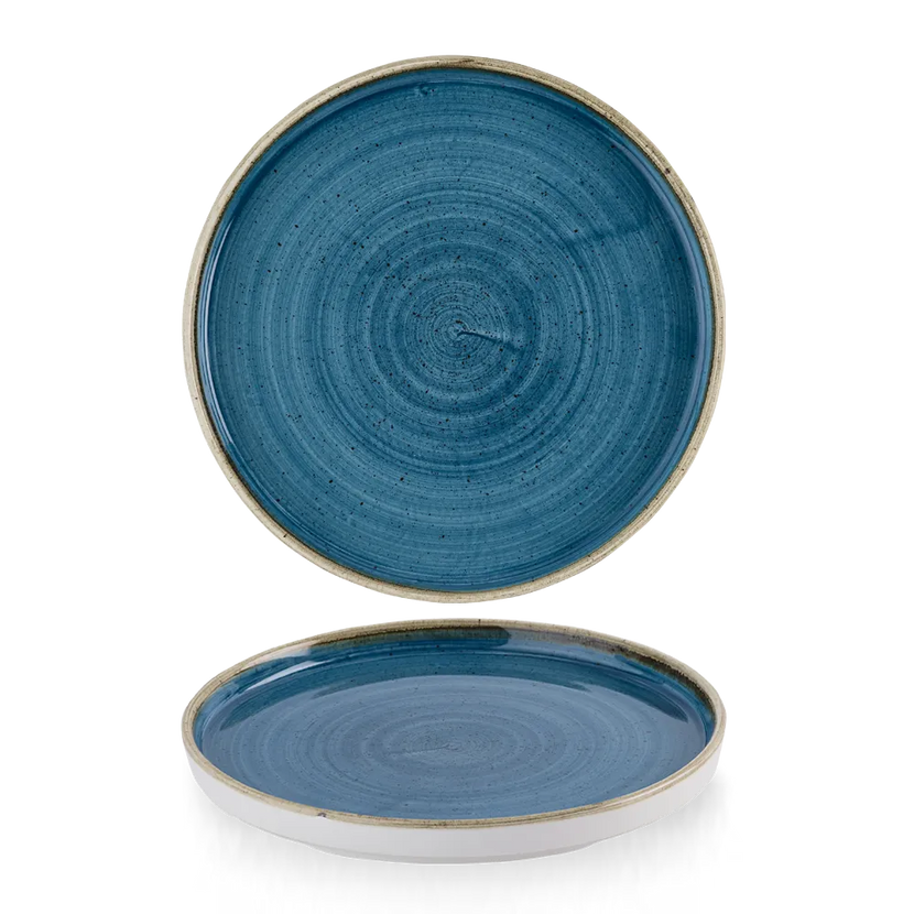 Churchill Stonecast Java Blue bord met rand Ø 26 cm – groot blauw bord voor restaurants