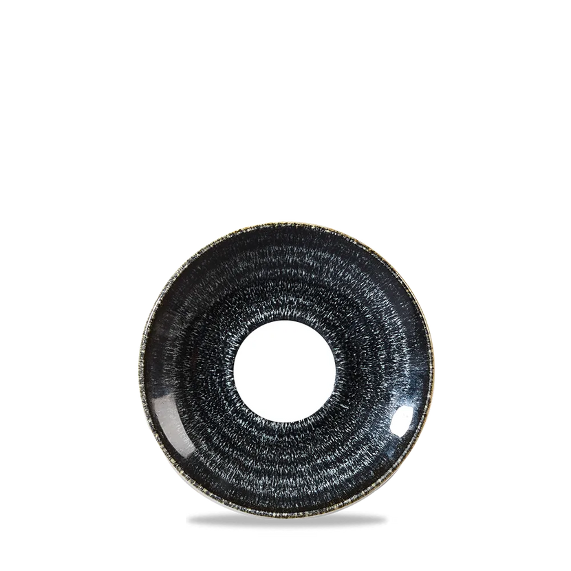 Churchill Studio Prints Charcoal Black espressoschotel 11 cm – zwart porseleinen schoteltje voor café en bar