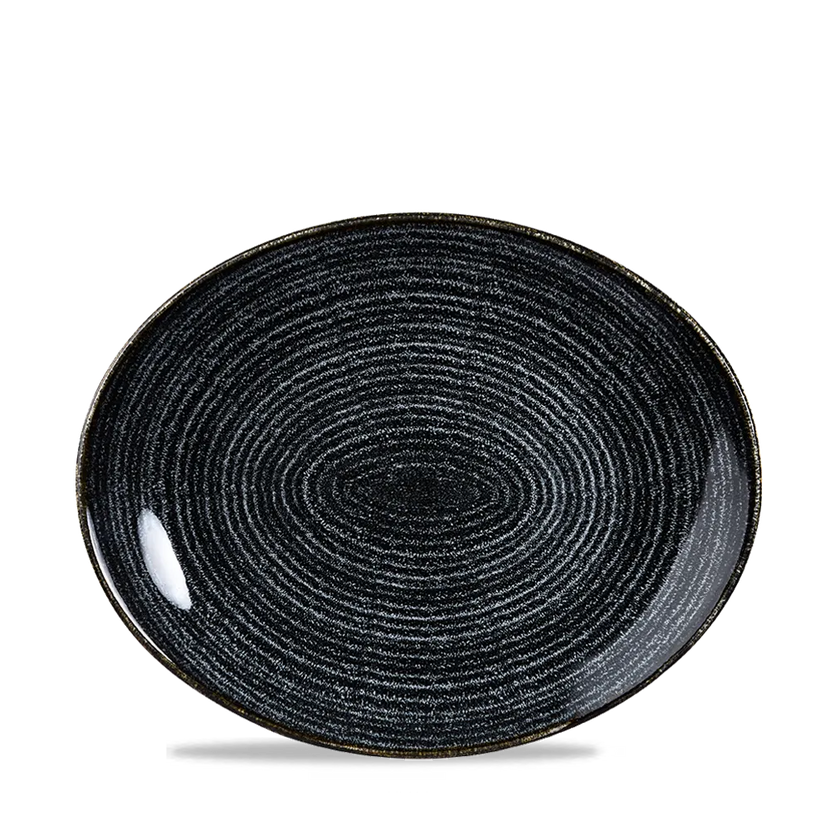 Churchill Studio Prints Black ovaal coupebord 27 x 22,9 cm – zwart porseleinen bord voor horeca
