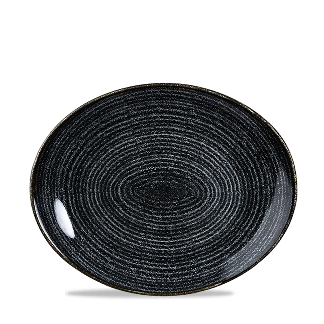 Churchill Studio Prints Black ovaal coupebord 27 x 22,9 cm – zwart porseleinen bord voor horeca