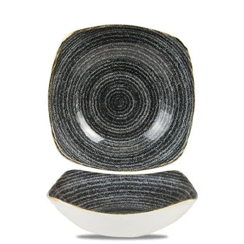 Churchill Studio Prints Charcoal Black X Squared kom Ø 24 cm – zwart porseleinen kom voor fine dining