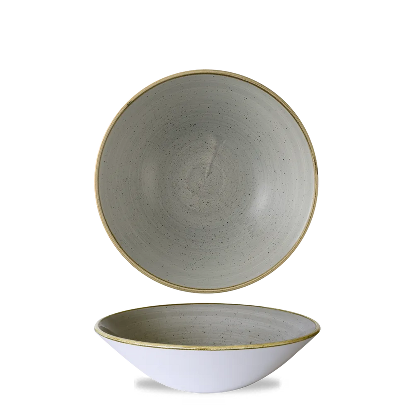 Churchill Stonecast Grey diepe coupekom Ø 19 cm – gespikkelde porseleinen kom voor horeca
