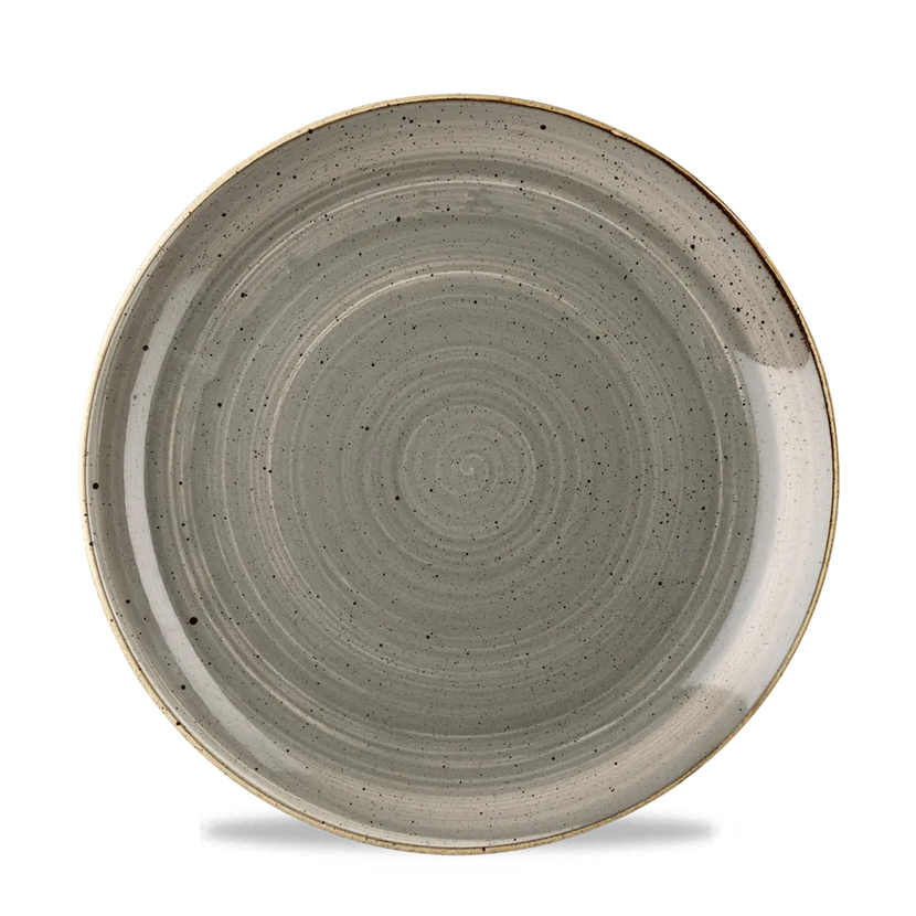Churchill Stonecast Grey coupebord Ø 22,9 cm – gespikkeld porseleinen bord voor horeca