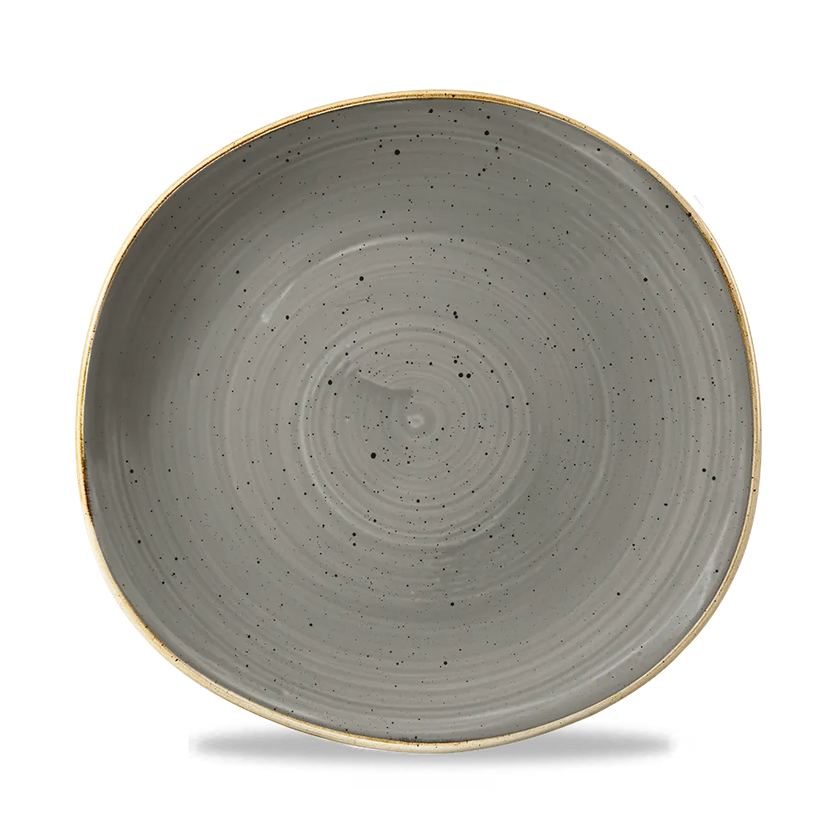 Churchill Stonecast Grey rond bord met rand Ø 26,4 cm – grijs gemarmerd porseleinen bord voor restaurants