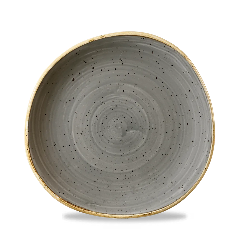 Churchill Stonecast Grey rond bord met rand Ø 21 cm – grijs gemarmerd porseleinen bord voor restaurants