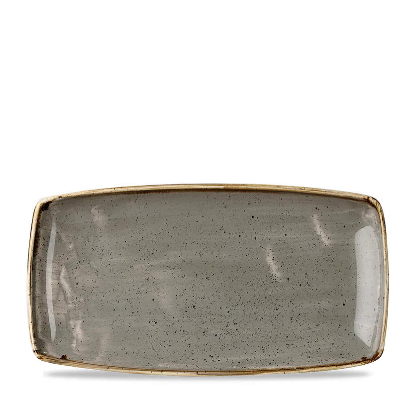 Churchill Stonecast Grey ovaal bord 34,5 x 18,5 cm – groot grijs porseleinen bord voor restaurants