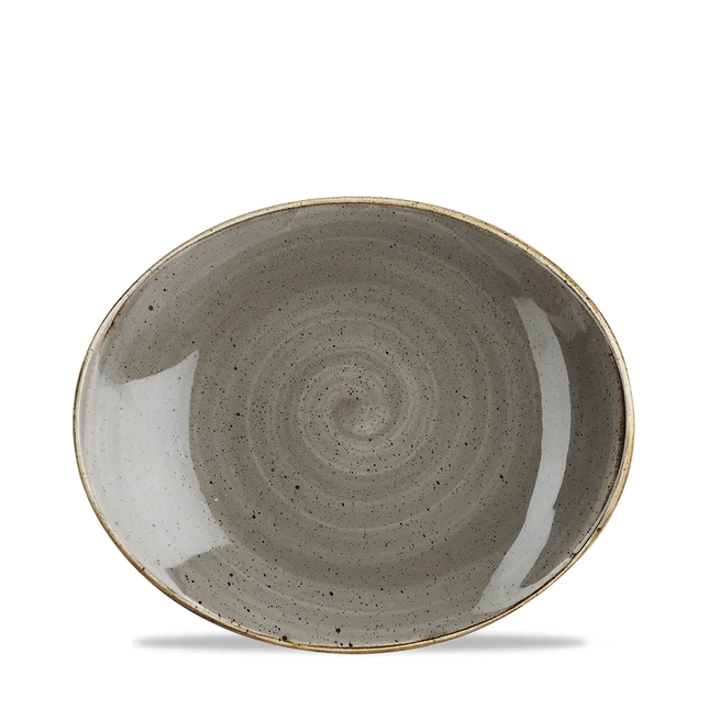Churchill Stonecast Grey Orbit ovaal coupebord Ø 20 cm – grijs porseleinen bord voor horeca