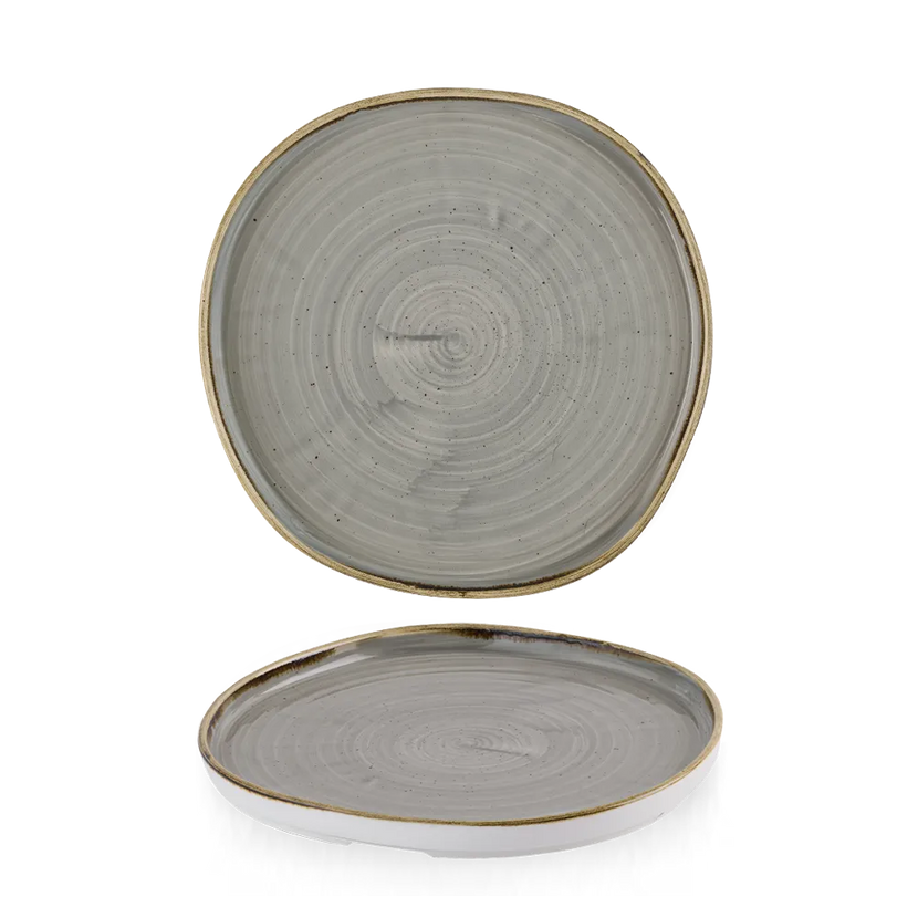 Churchill Stonecast Grey organisch bord met rand Ø 21 cm – grijs bord voor horeca