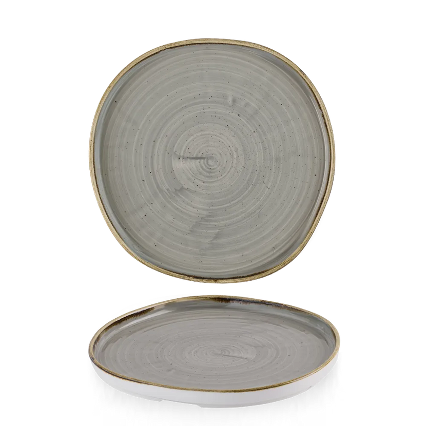 Churchill Stonecast Grey organisch bord met rand Ø 25,5 cm – groot grijs bord voor restaurants