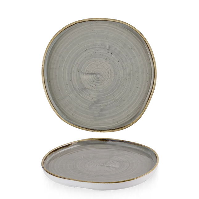 Churchill Stonecast Grey organisch bord met rand Ø 25,5 cm – groot grijs bord voor restaurants