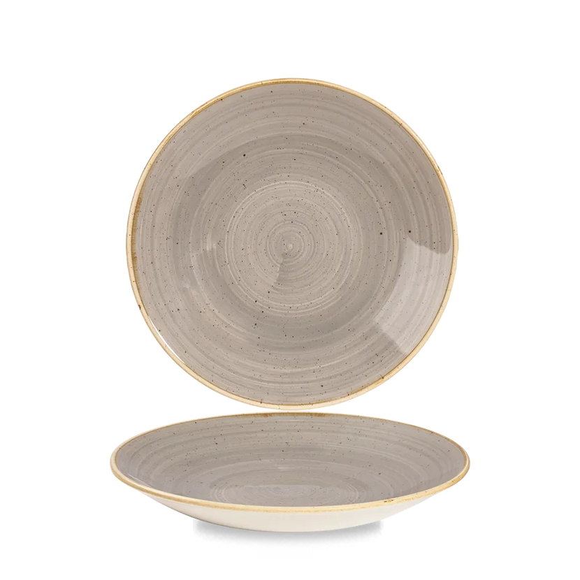 Churchill Stonecast Grey diep coupebord Ø 22,5 cm – gespikkeld porseleinen bord voor restaurants