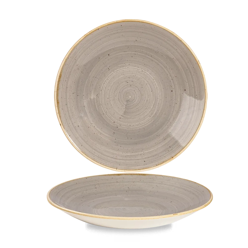 Churchill Stonecast Grey diep coupebord Ø 25,5 cm – gespikkeld porseleinen bord voor de horeca