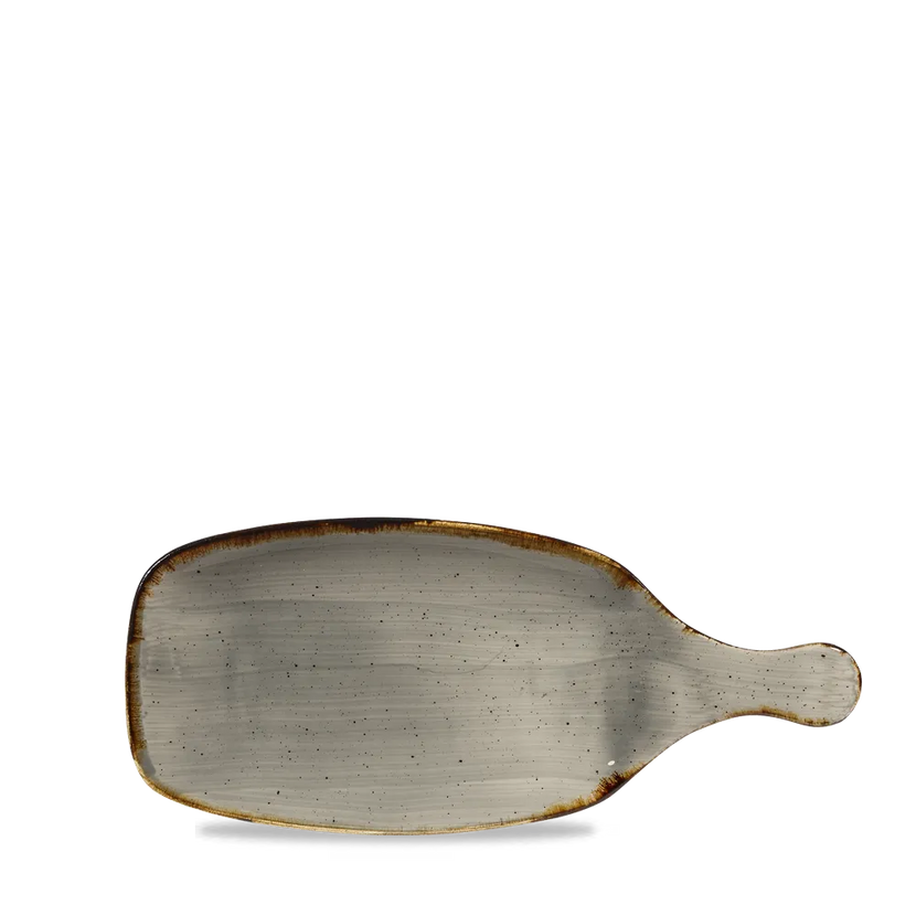 Churchill Stonecast Grey serveerplank met handvat 28,4 cm – porseleinen serveerplateau voor cafés en bars
