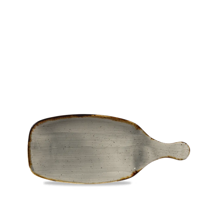 Churchill Stonecast Grey serveerplank met handvat 28,4 cm – porseleinen serveerplateau voor cafés en bars