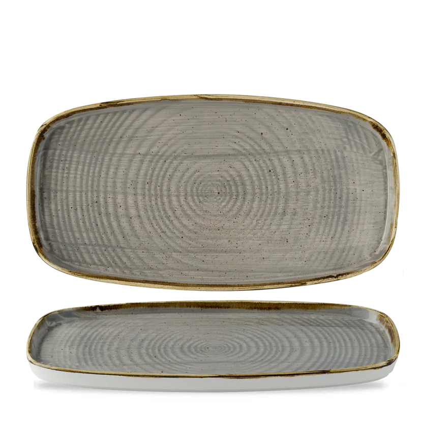 Churchill Stonecast Grey chef's bord langwerpig 30 x 15,4 cm – gespikkeld bord voor fine dining