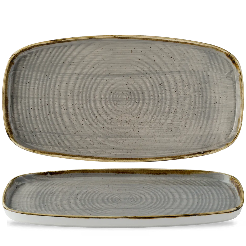 Churchill Stonecast Grey chef's bord langwerpig 35 x 18,5 cm – gespikkeld bord voor fine dining