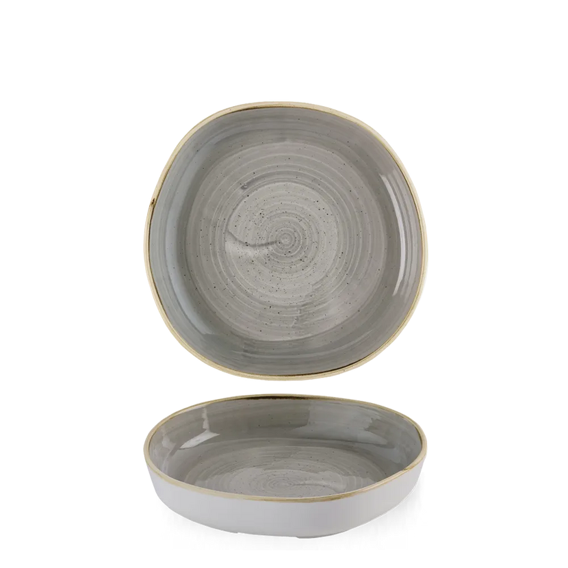 Churchill Stonecast Grey organisch kom met rand 20x4,5 cm – grijze ondiepe kom voor horeca