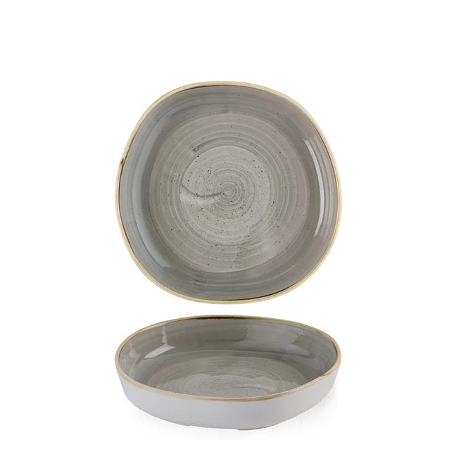 Churchill Stonecast Grey organisch kom met rand 20x4,5 cm – grijze ondiepe kom voor horeca