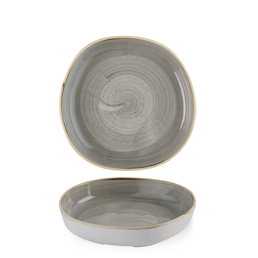 Churchill Stonecast Grey organisch kom met rand 23x4,5 cm – grijze ondiepe kom voor restaurants