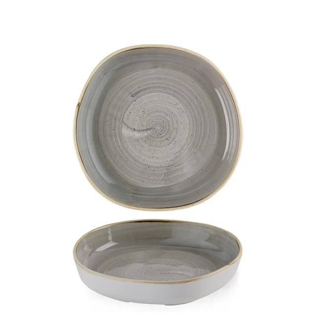 Churchill Stonecast Grey organisch kom met rand 23x4,5 cm – grijze ondiepe kom voor restaurants